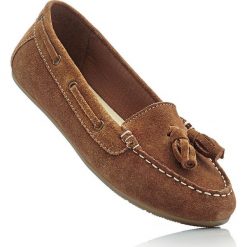 Mokasyny skórzane bonprix koniakowy. Pomarańczowe baleriny damskie marki bonprix. Za 179,99 zł.