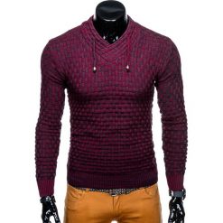SWETER MĘSKI E133 - BORDOWY. Czarne swetry klasyczne męskie marki Inny, m, z bawełny. Za 49,00 zł.
