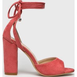 Public Desire - Sandały. Pomarańczowe sandały damskie marki Public Desire, z materiału, na obcasie, na sznurówki. W wyprzedaży za 99,90 zł.