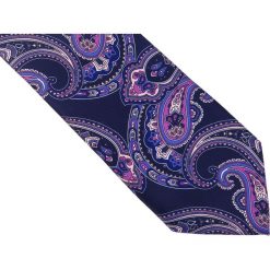 Granatowy krawat w niebiesko-fioletowy wzór paisley D139. Niebieskie krawaty męskie Modini Moda Męska, na co dzień, bez wzorów, z tkaniny, casualowe. Za 49,50 zł.