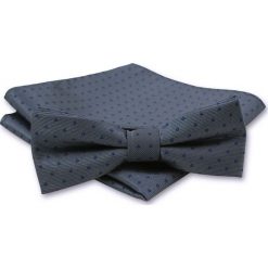 Elegancka Mucha Męska - Alties - Popiel w Drobny, Granatowy Prążek MUALTS0153. Szare muszki męskie Alties, w paski, eleganckie. Za 39,00 zł.