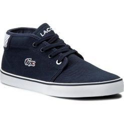 Sneakersy LACOSTE - Ampthill 117 1 7-33CAJ1000003 Nvy. Niebieskie trampki chłopięce marki Lacoste, z materiału, na sznurówki. W wyprzedaży za 229,00 zł.