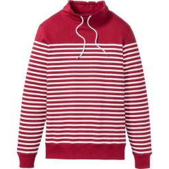 Bluza z szalowym kołnierzem Slim Fit bonprix czerwony w paski. Czerwone bluzy męskie bonprix, s, w paski, bez kołnierzyka, bez rękawów, bez kaptura. Za 54,99 zł.