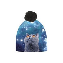 Czapka hauer GALAXY CAT. Niebieskie czapki damskie Hauer, z nadrukiem, z polaru. Za 69,00 zł.