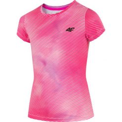 T-shirt dziewczęcy (122-164) JTSD212 - multikolor. Różowe bluzki dziewczęce 4F JUNIOR, bez wzorów, bez kołnierzyka, bez rękawów, bez kaptura. Za 39,99 zł.