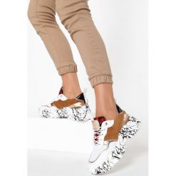 Biało-Camelowe Sneakersy Ginelee. Brązowe sneakersy damskie Born2be. Za 129,99 zł.