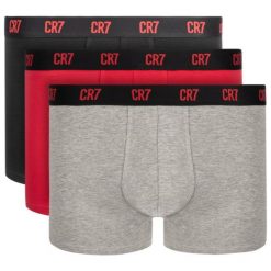 Komplet 3 par bokserek Cristiano Ronaldo CR7 Basic Trunk 3-Pack 8100-49-651. Szare bokserki męskie Cristiano Ronaldo CR7, bez wzorów, z elastanu. W wyprzedaży za 99,00 zł.