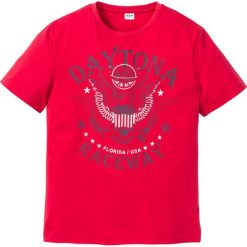 T-shirt bonprix czerwony. Czerwone koszulki męskie bonprix, s, z nadrukiem, bez kołnierzyka, bez rękawów. Za 34,99 zł.