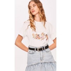 Answear Lab - T-shirt. Białe bluzki damskie Answear Lab, s, z nadrukiem, z bawełny, z okrągłym kołnierzem. Za 69,90 zł.