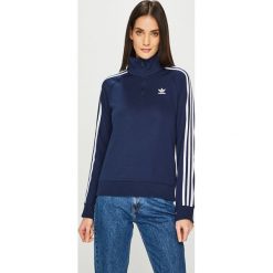 Adidas Originals - Bluza. Niebieskie bluzy damskie adidas Originals, z nadrukiem, z bawełny, bez rękawów, bez kaptura. W wyprzedaży za 219,90 zł.