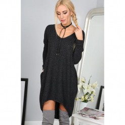 Sukienka oversize czarna 1011. Czarne sukienki damskie marki Fasardi, l, oversize. Za 79,00 zł.