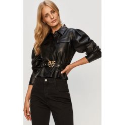 Pinko - Koszula. Pomarańczowe bluzki damskie Pinko, na co dzień, w paski, z poliesteru, klasyczne, z włoskim kołnierzykiem, z długim rękawem. Za 999,90 zł.
