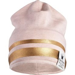 Czapka beanie w kolorze jasnoróżowym. Różowe czapeczki niemowlęce Elodie Details, w paski, z materiału. W wyprzedaży za 42,95 zł.