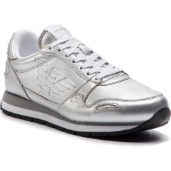 Sneakersy EMPORIO ARMANI - X3X058 XF278 00520 Silver. Szare półbuty damskie Emporio Armani, ze skóry. W wyprzedaży za 669,00 zł.