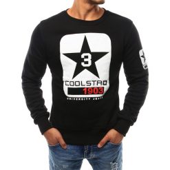 Bluzy męskie: Bluza męska bez kaptura z nadrukiem czarna (bx2409)