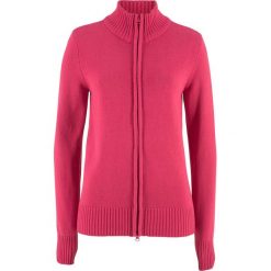 Sweter rozpinany bonprix czerwień granatu. Czerwone swetry damskie bonprix, bez wzorów, z bawełny, bez rękawów, bez kaptura. Za 32,99 zł.