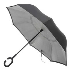 Parasol w kolorze czarno-białym - (W)80 x Ø 98. Czarne parasole marki Pomysłowe gadżety, bez wzorów. W wyprzedaży za 69,95 zł.