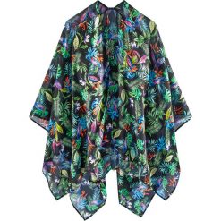 Letnie poncho bonprix czarny w roślinny wzór. Czarne żakiety damskie bonprix, z aplikacjami. Za 99,99 zł.