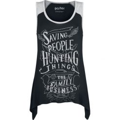 Supernatural Saving People Hunting Things Top damski czarny. Czarne topy damskie Supernatural, l, z nadrukiem, z okrągłym kołnierzem. Za 79,90 zł.