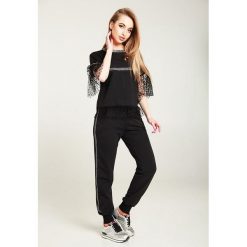 2-częściowy zestaw w kolorze czarnym - bluzka, spodnie. Czarne bluzki damskie Bessa, Moonlight, xl, z koronki. W wyprzedaży za 219,95 zł.