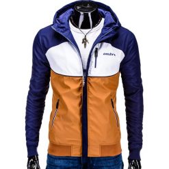 KURTKA MĘSKA PRZEJŚCIOWA SPORTOWA C97 - RUDA. Zielone kurtki sportowe męskie marki Ombre Clothing, na zimę, m, z bawełny, z kapturem. Za 89,00 zł.