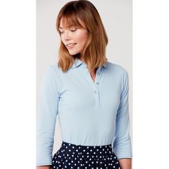 Koszulka Polo błękitna - rękaw 3/4 XL niebieski. Niebieskie koszulki damskie polo s, bez wzorów, z bawełny, bez rękawów. Za 197,00 zł.