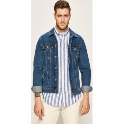 Trussardi Jeans - Kurtka jeansowa. Niebieskie płaszcze męskie Trussardi Jeans, s, bez wzorów, z bawełny, krótkie, bez kaptura. Za 679,90 zł.