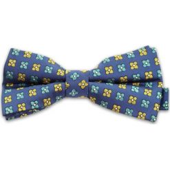 Niebieska Mucha w Kolorowe Kwiatki, Kwiaty, Męska MUVRN0016. Niebieskie muszki męskie Vernon, na imprezę, w paski, eleganckie. Za 29,00 zł.