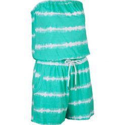 Kombinezon bawełniany bandeau, krótkie nogawki bonprix mentolowy niebieski. Zielone kombinezony damskie bonprix, z nadrukiem, z bawełny, bez kołnierzyka, z krótkim rękawem, krótkie. Za 64,99 zł.