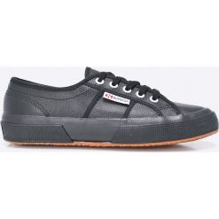 Superga - Tenisówki. Czarne tenisówki damskie marki Superga, ze skóry, na sznurówki. W wyprzedaży za 199,90 zł.