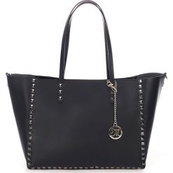 Skórzany shopper bag w kolorze czarnym - 48 x 47 x 15 cm. Czarne torby na zakupy damskie marki Black Bags, w paski, ze skóry, na ramię. W wyprzedaży za 324,95 zł.