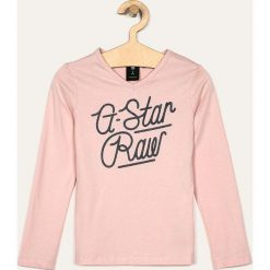 G-Star Raw - Longsleeve dziecięcy 128-164 cm. Różowe bluzki dziewczęce z nadrukiem, z bawełny, z okrągłym kołnierzem, długie. W wyprzedaży za 89,90 zł.