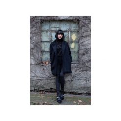 PŁASZCZ WOOL COAT. Czarne płaszcze damskie marki The Hive, s, bez wzorów. Za 499,00 zł.
