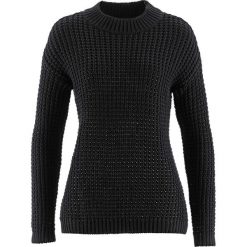 Sweter ze stójką i strukturalnym wzorem bonprix czarny. Czarne swetry klasyczne damskie bonprix, ze stójką. Za 49,99 zł.
