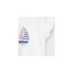 Mango Kids - T-shirt dziecięcy Barco 80-104 cm. Białe bluzki dziewczęce Mango Kids, z nadrukiem, z bawełny, z okrągłym kołnierzem, z krótkim rękawem, krótkie, bez kaptura. Za 45,90 zł.