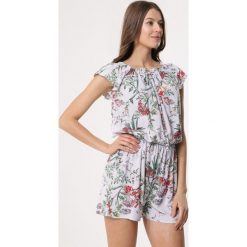 Biało-NIebieski Kombinezon Stuffed. Niebieskie kombinezony damskie Born2be, xl, bez wzorów, bez kołnierzyka, bez rękawów. Za 29,99 zł.