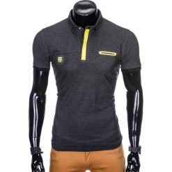 KOSZULKA MĘSKA POLO BEZ NADRUKU S912 - GRAFITOWA. Szare koszulki polo męskie marki Ombre Clothing, s, z nadrukiem. Za 39,00 zł.