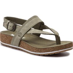 Sandały TIMBERLAND - Malibu Waves Thong TB0A225MQ69 Olive Nubuck. Zielone klapki damskie Timberland, bez wzorów, ze skóry, bez obcasa. W wyprzedaży za 279,00 zł.