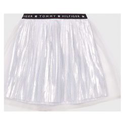 Tommy Hilfiger - Spódnica dziecięca 104-176 cm. Szare spódniczki dziewczęce TOMMY HILFIGER, bez wzorów, z elastanu, mini, rozkloszowane. W wyprzedaży za 179,90 zł.