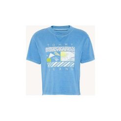 T-shirty z krótkim rękawem Tommy Jeans DW0DW06704 SUMMER SURF. Niebieskie bluzki damskie Tommy Jeans, s, bez wzorów, z jeansu, bez kołnierzyka. Za 161,38 zł.