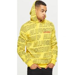 Bluza z napisami all over - Żółty. Żółte bluzy męskie rozpinane marki Cropp, s, z napisami. Za 119,99 zł.