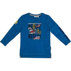 Koszulka "Fire" w kolorze niebieskim. Niebieskie t-shirty chłopięce Salt and Pepper, z nadrukiem, z bawełny, z długim rękawem. W wyprzedaży za 35,95 zł.
