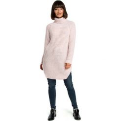 Różowy Wygodny Długi Sweter z Golfem. Czerwone golfy damskie Molly.pl, uniwersalny, z jeansu, z długim rękawem. Za 118,90 zł.