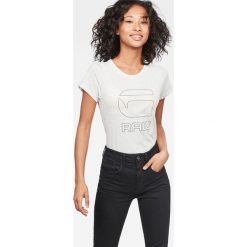 G-Star Raw - Top. Szare bluzki damskie G-Star RAW, s, z nadrukiem, z bawełny, retro, z okrągłym kołnierzem, z krótkim rękawem. W wyprzedaży za 99,90 zł.