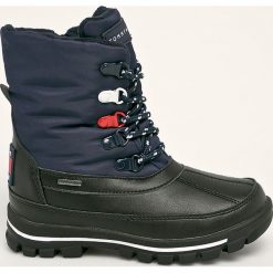 Tommy Hilfiger - Śniegowce dziecięce. Czarne śniegowce chłopięce TOMMY HILFIGER, na zimę, na sznurówki. W wyprzedaży za 329,90 zł.