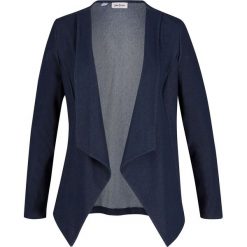 Żakiet dresowy w optyce dżinsowego bonprix niebieski. Niebieskie żakiety damskie bonprix, bez wzorów, z dresówki. Za 109,99 zł.