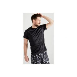 Koszulka fitness cardio męska FTS 120 szaro-czarna AOP. Szare koszulki męskie DOMYOS, xl, z poliesteru. Za 29,99 zł.