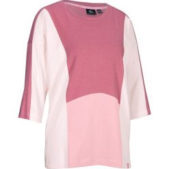 Shirt sportowy z bawełny bonprix jasnoróżowy melanż. Fioletowe bluzki sportowe damskie bonprix, bez wzorów, z bawełny, z kontrastowym kołnierzykiem, bez rękawów, bez kaptura. Za 37,99 zł.