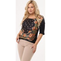 Czarna Bluzka Studio. Czarne bluzki damskie Born2be, xl, z nadrukiem, z dzianiny, z okrągłym kołnierzem, z długim rękawem. Za 29,99 zł.