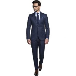 Garnitur roti 313 granatowy slim fit. Niebieskie garnitury męskie Recman, bez wzorów. Za 959,00 zł.
